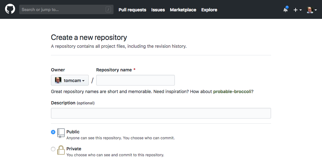 Creating a new repository